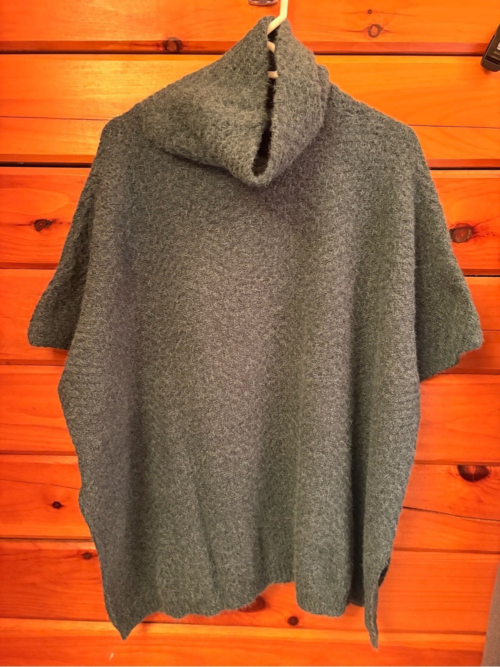 Women’s Green Knit Turtleneck Poncho Sweater